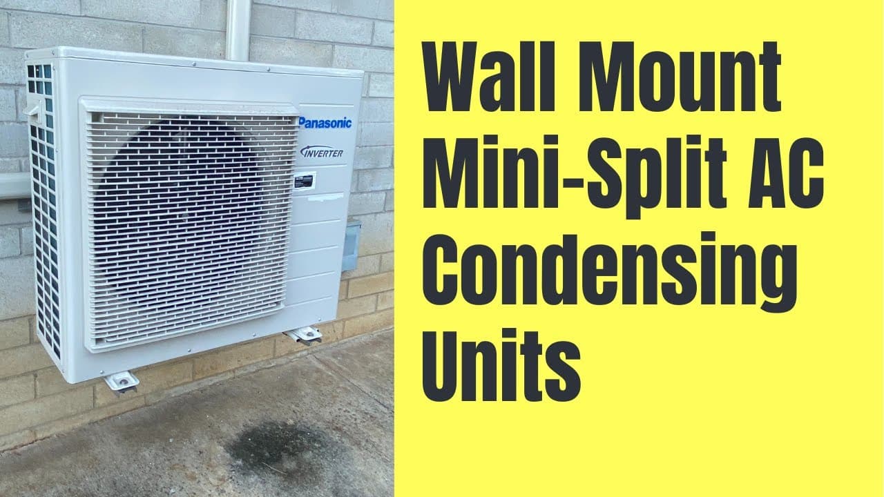 Split AC outdoor condenser unit on a wall
